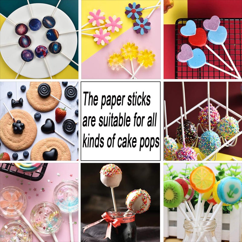 Repinsta 300PCS Lollipop Cake Pop Treat Bag Set Including 100pcs Parcel Bags, Papery Treat Sticks, Gold Metallic Twist Ties for Making Candies, Chocolates and Cookies - Image 5